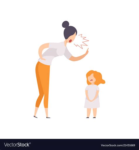 Mom Scolding At Her Daughter Young Woman Yelling Vector Image