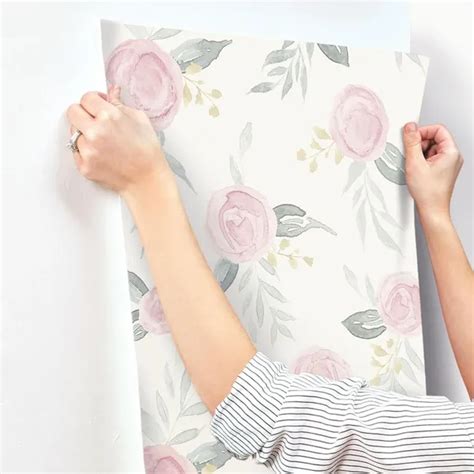 Watercolor Roses Wallpaper Pink Joanna Gaines Magnolia Homes