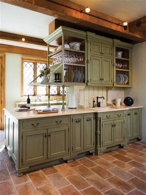 Green Kitchen Cabinets Distressed Kitchen Cabinets Rustic Kitchen