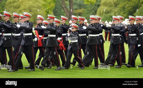 Royal Marine Cadets Marching As They Were Presented With A New Colour