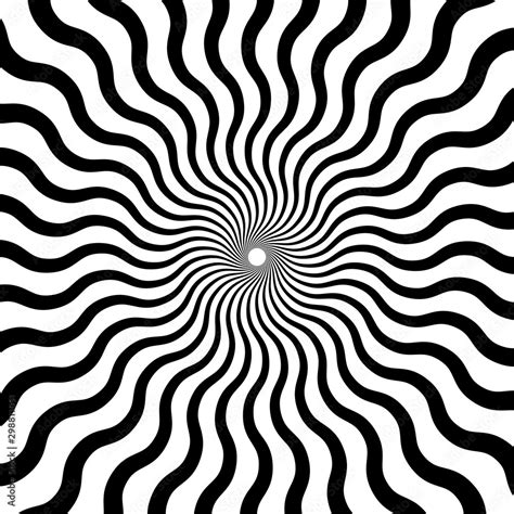 Black And White Hypnotic Spiral Background Radial Spiral Rays