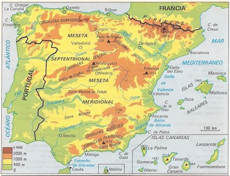 Mapa Físico De España Mapas Pinterest Mapas España Y Geografía