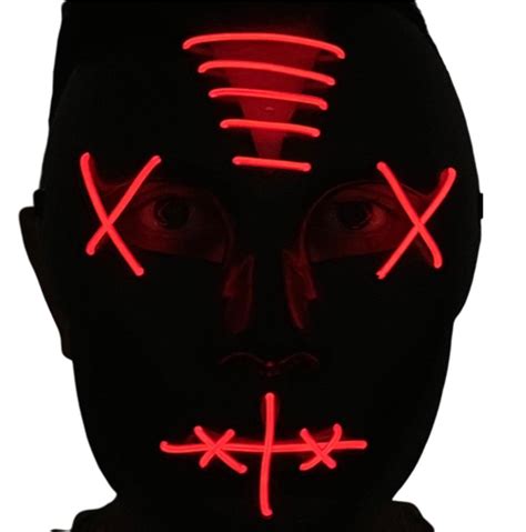 light up led stitches mask costume halloween rave cosplay purge party clubbing ebay