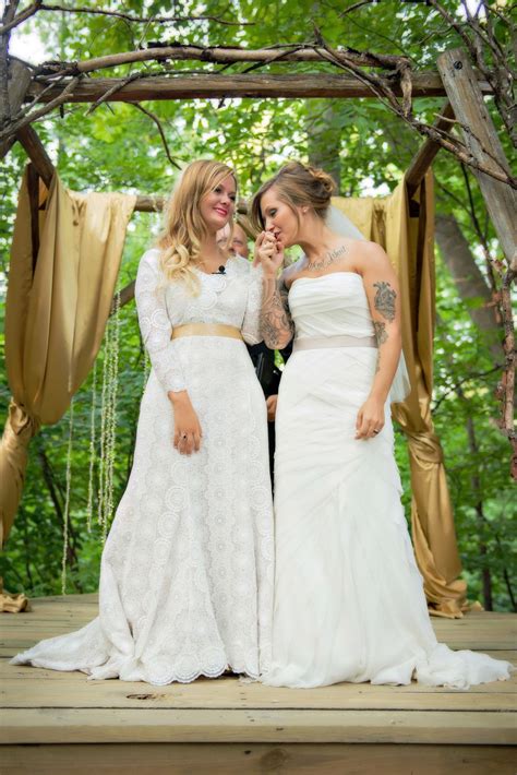 Erin & Samantha's candlelight in the woods wedding | Lesbian wedding, Lesbian bride, Lesbian ...