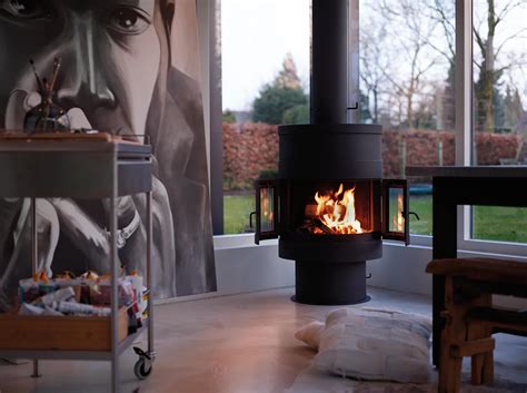 This Gorgeous Free Standing Fireplace Has Been Placed In An Artists