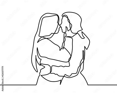 Vettoriale Stock Continuous Drawing Of Two Lesbians Kissing Each Other Lesbian Girls Are