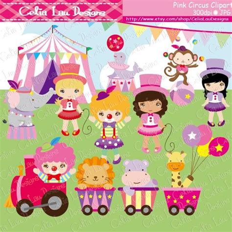 Baby Girl Circus Clipart Girls Circus Party Clip Art Pink Circus