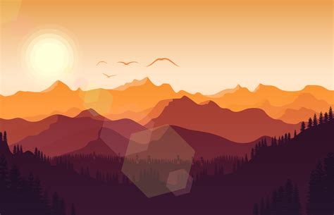 Mountain Landscape With Deer And Forest At Sunset 11155657 Vector Art