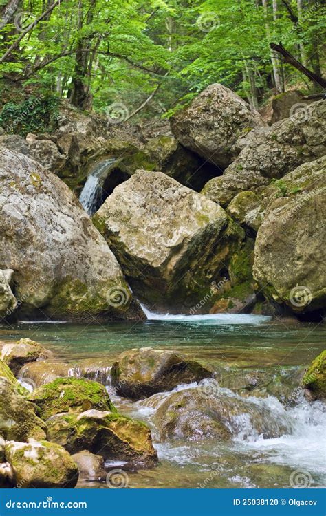 Mountain Stream With Cascading Waterfalls Stock Photo Image Of