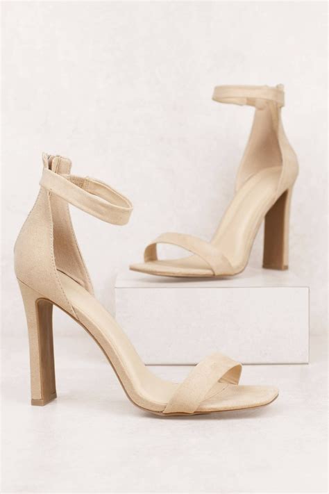 Avalon Faux Suede Ankle Strap Heels In Nude Tobi Us