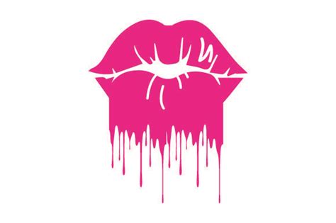 Digital Art Collectibles Pink Lips Svg Melting Lips Lips Svg Lips Silhouette Dripping Lips Svg