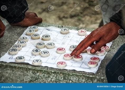 Traditional Chinese Chess Game Played On Paper Shanghai China Stock