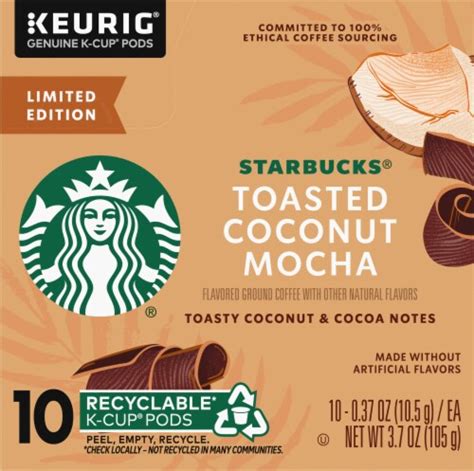 Starbucks Toasted Coconut Mocha Flavored K Cup Coffee Pods 10 Ct