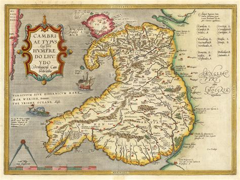 Ancient Map Of Wales Cambria 1603 Extremely Rare Fine Etsy