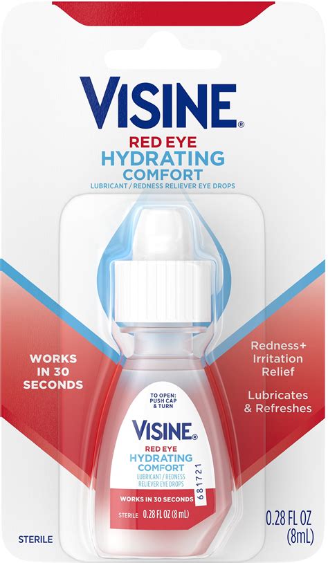 Visine Red Eye Hydrating Comfort Redness Relief Lubricating Eye Drops