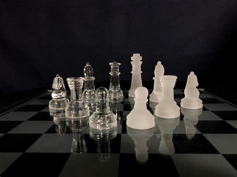 Glass Chess Set Glass Chess Chess Board Glass Chess Board Etsy