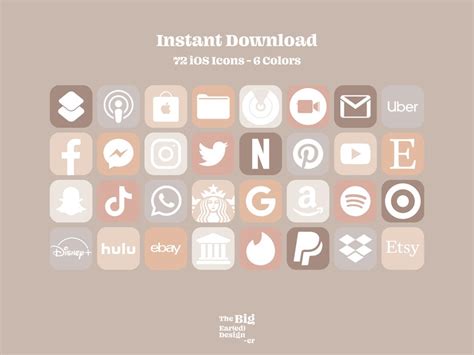 Aesthetic Nude IOS 14 App Icons Pack 72 Icons 6 Colors Etsy