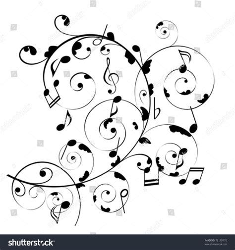 Musical Notes On Swirly Stave Stock Vector Illustration 72179770