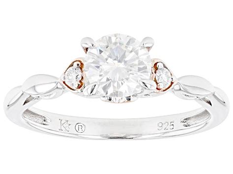 Moissanite Firer 86ctw Dew Round Platineiver And 14k Rose Gold Over