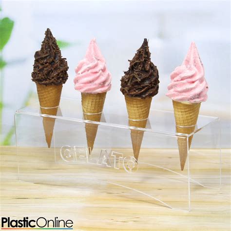 Acrylic Ice Cream Cone Holder Counter Top Display Stand Perspex Rack Gelato Ebay