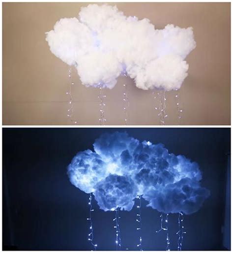 I've implemented a few different modes so far, from the standard lightning to a trippy acid cloud and a colour fading mood lamp, which can be chosen from. DIY Hanging Cloud Light