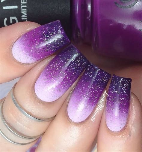 Triple Shade Ombre Nail Art Purple Ombre Nails Purple Nails Purple Nail Art