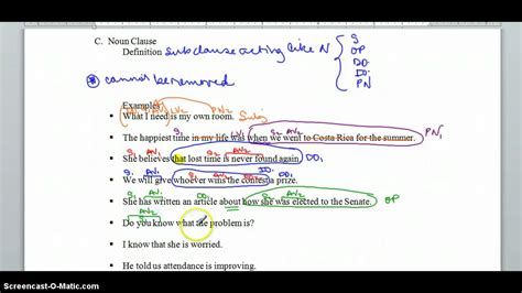 A clause is a group of words containing a subject and a verb. Grammar: Noun Clause - YouTube