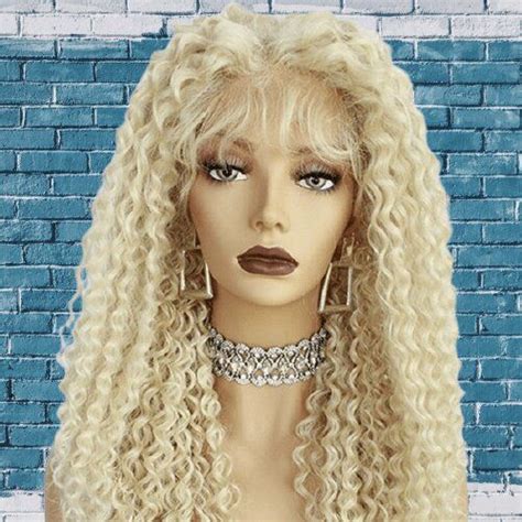 Rita Synthetic Lace Front Long Platinum Blonde Curly Wig With Baby Hair