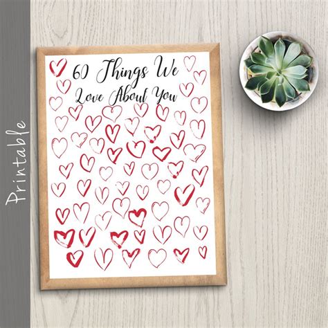60 Things We Love About You Printable 60th Birthday Etsy