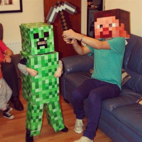 Minecraft Costumes I Made For My Nephew And Husband Creeper And Steve Minecraft Costumes