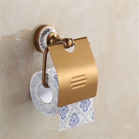 Porcelain toilet paper holder ceramic wall mount white. European Space Aluminum Bronze Toilet Paper Holder Antique ...