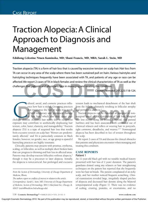 Traction Alopecia A Clinical Approach To Diagnosis And Management