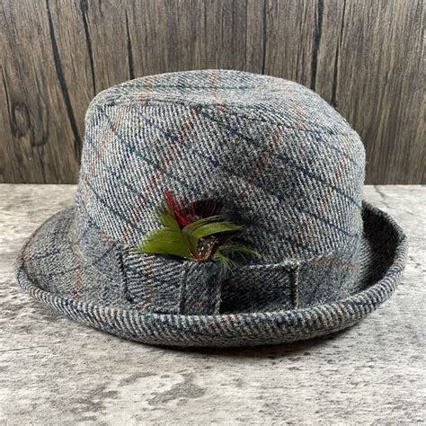 Vintage Stetson Mallory Fedora Hat Wood Tweed Mens Me Gem