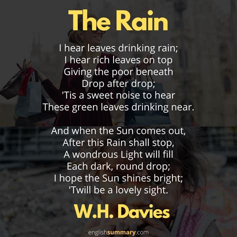 The Rain Poem By Wh Davies Rain Poems Poems Poems Beautiful