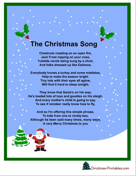 Christmas Carol Lyrics Printable