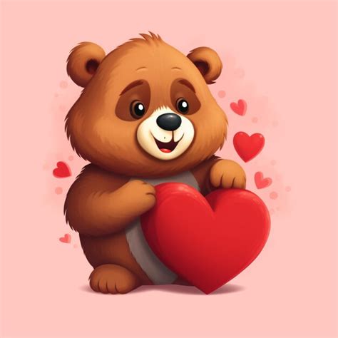 Premium AI Image There Is A Brown Bear Holding A Red Heart In Its