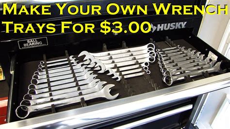 Homemade socket racks | tool storage diy, socket organizer, tool organization diy. Make Your Own Wrench Trays for $3.00 | Tool box organization, Garage tool storage, Socket storage