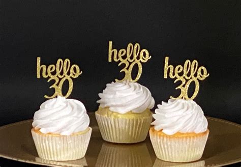 Cualquier Número Hola 30 Cupcake Toppers Set De 12 30th Etsy