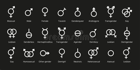 geschlechterrollen zeichen der sexuellen orientierung vektorgrafik kontursymbole vektor