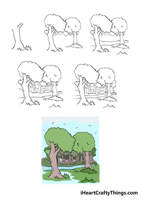 Forest Drawing How To Draw A Forest Step By Step