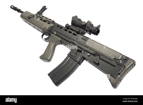 British Assault Rifle L85 Isolated On A White Background Stock Photo