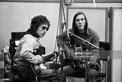 Singer songwriter Bob Dylan and Texas musician Doug Sahm recording ...