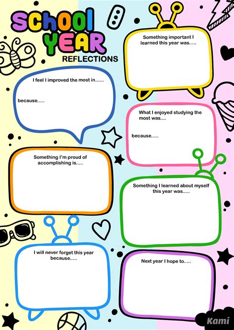 End Of Year Reflection Activity For Elementary Level For Teachers