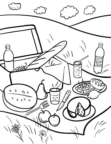 See more ideas about recipes, food, picnic food. Printable picnic coloring page. Free PDF download at http ...