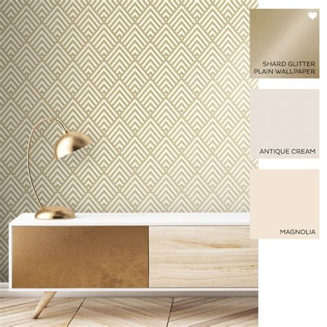 Shard Glitter Geometric Wallpaper White Gold Geometric Wallpaper