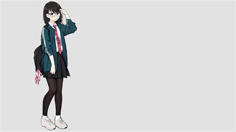 Anime Manga Anime Girls Simple Background Minimalism Schoolgirl