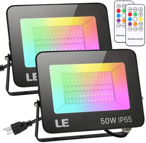 50w Rgb Led Flood Light With Remote Control Outside Security Light Lepro