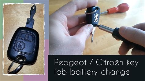 This key is usually made out of plastic and needs two batteries. How to change the battery in a Peugeot/Citroën key fob (2 ...