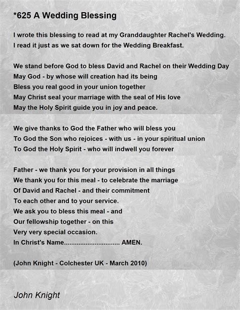 625 A Wedding Blessing Poem By John Knight Poem Hunter