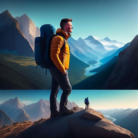 Premium Ai Image Hiker At The Summit Of A Mountain Overlooking A Stunning View